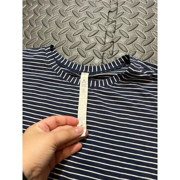 Lululemon Emerald Long Sleeve Modern Stripe Heathered Code‎ Blue White Size 4 - Picture 4 of 8